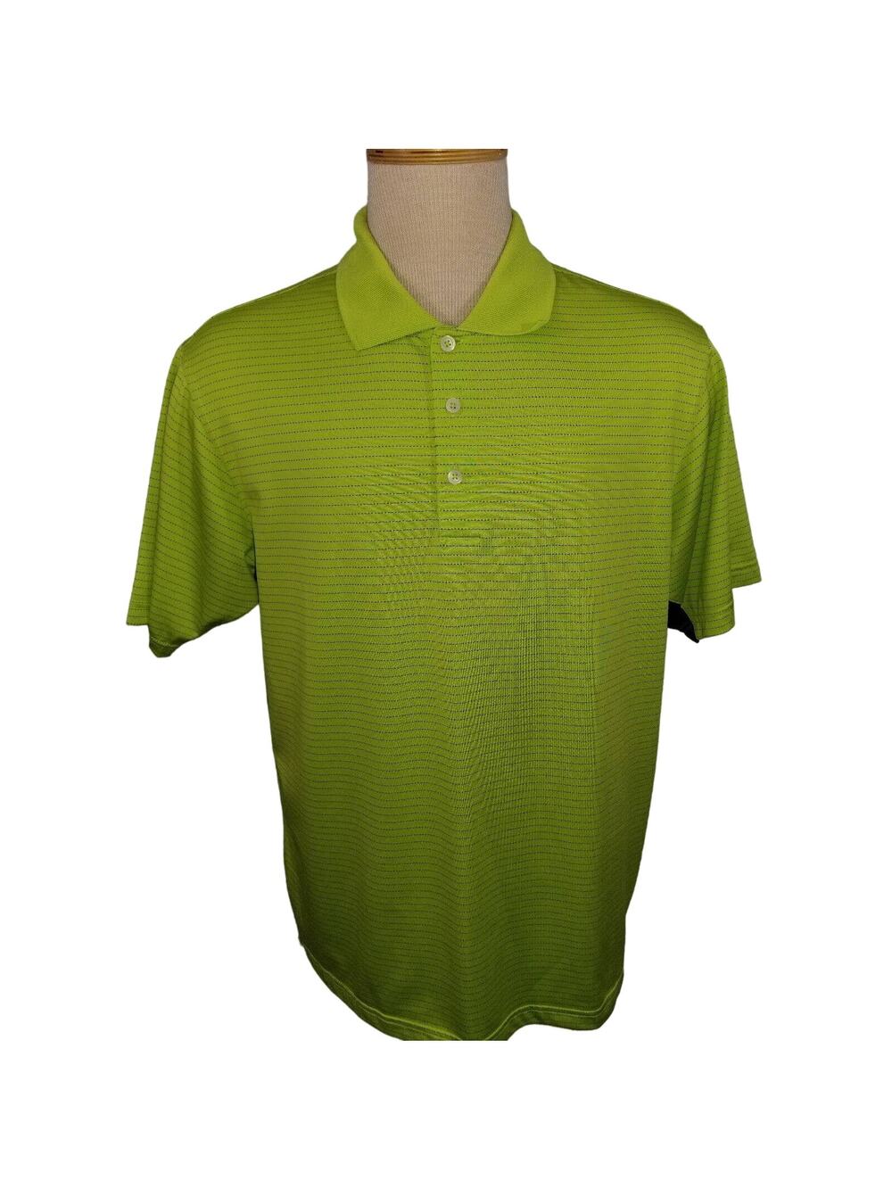 Adidas Climacool Men's Lime Green Striped 3 Button Polo Shirt Size M 32721-0345